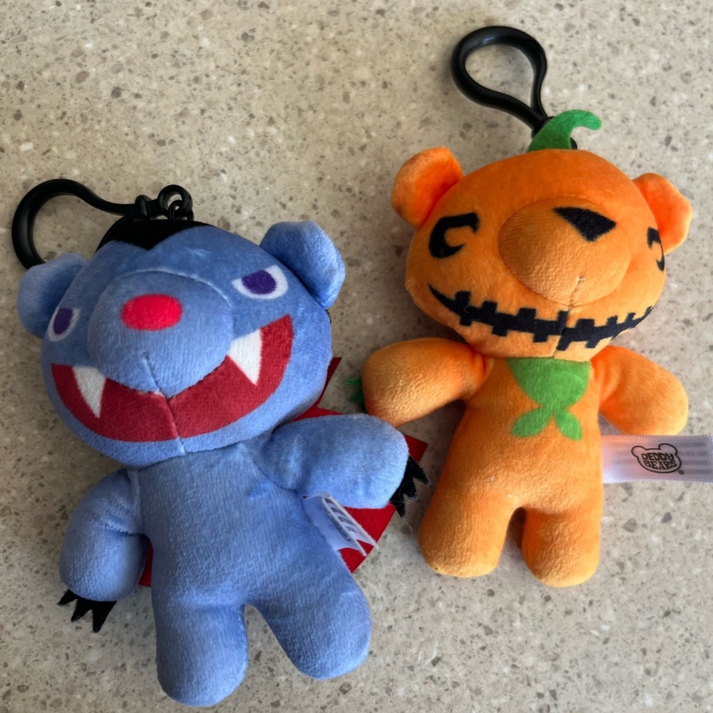 Cute Blue and Orange Plush Keychains deddy bears